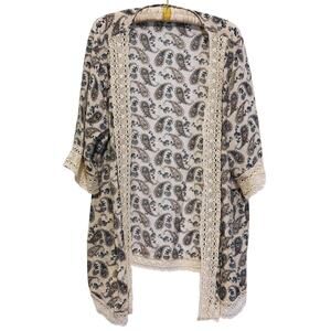 Indigo Rose Paisley Lace Kimono Cardigan Size 2X Boho Indie Festival Cottage